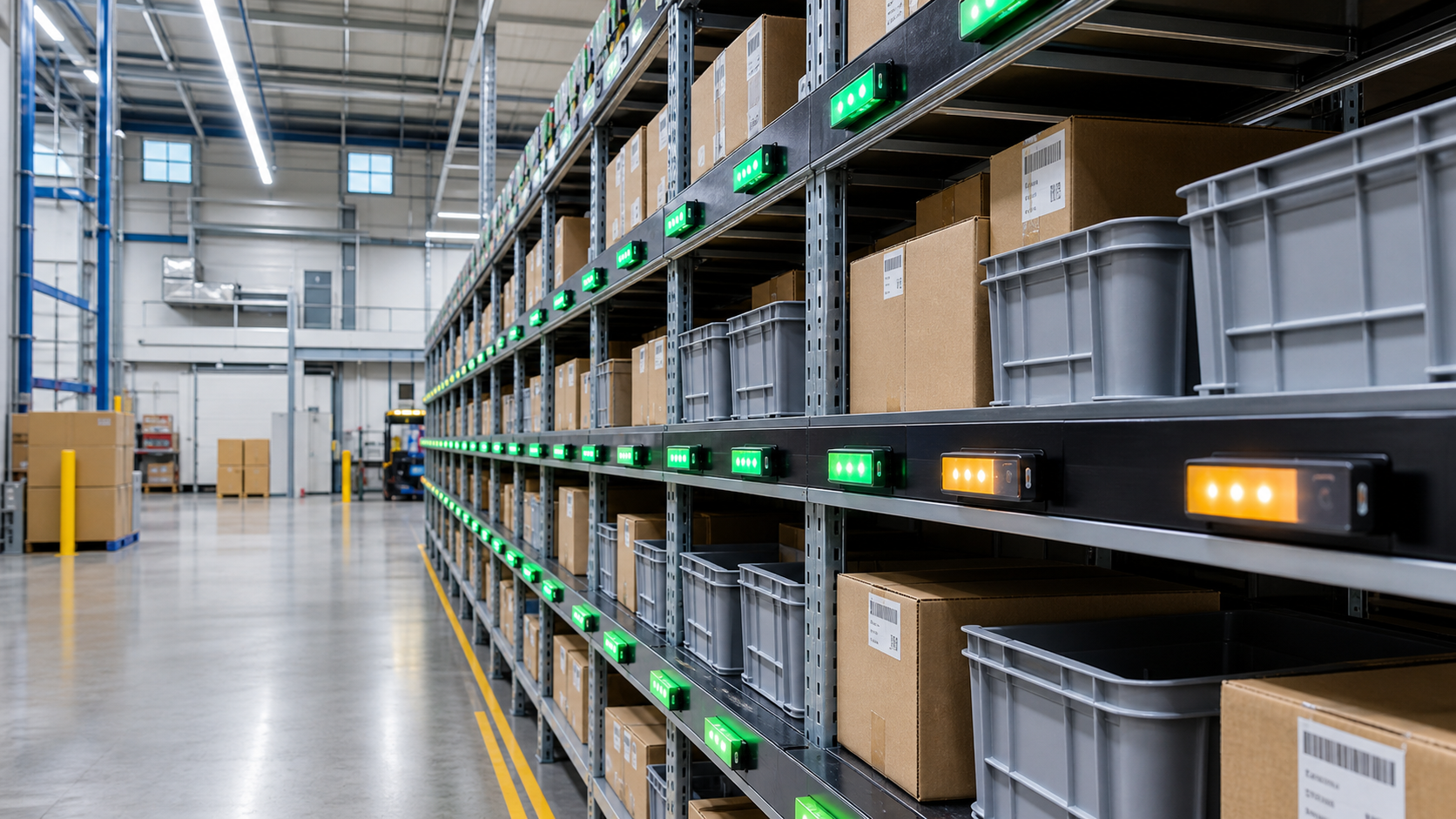 Regał magazynowy z sygnalizacją LED pick-to-light